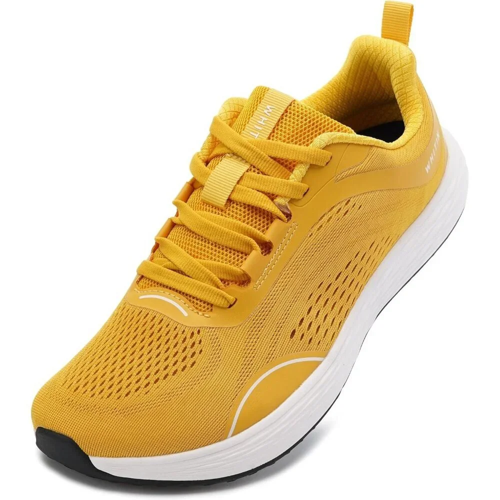 Men's Yellow Zero Drop Wide Toe Box Running Soft Mesh Shoes